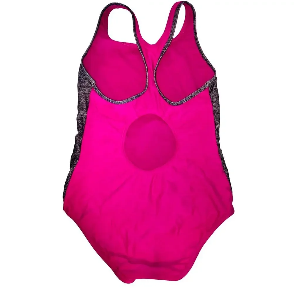 Speedo Swimwear Girll's One Piece Swimsuit Fuchsia Slimming Detail Size 14